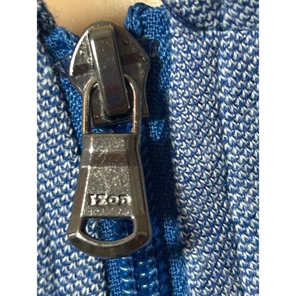 Izod Saltwater Mens Shirt L Blue Long Sleeve Pullover 1/4 Zip Mock Neck Relaxed - Picture 6 of 11